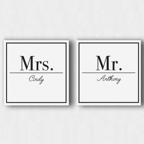 Lot 2 tableaux personnalisés prénoms couple