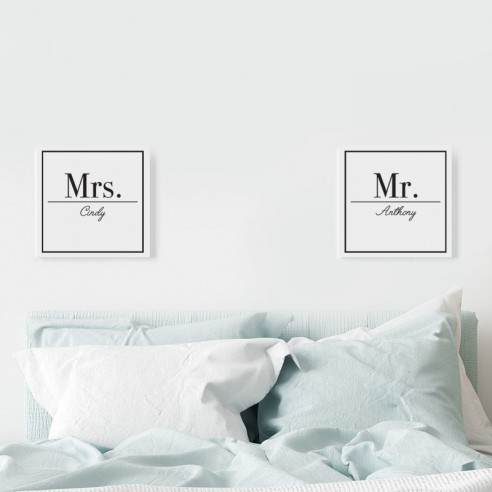 Lot 2 tableaux personnalisés prénoms couple