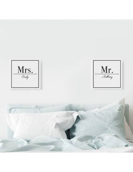 Lot 2 tableaux personnalisés prénoms couple