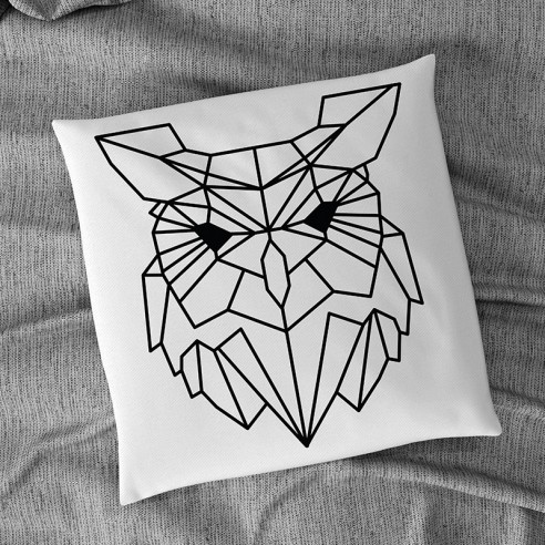 Flock textile hibou géométrique