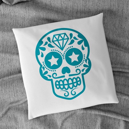 Flock textile tête de mort design