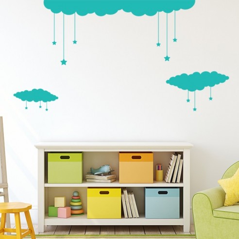 Stickers décor nuages étoiles
