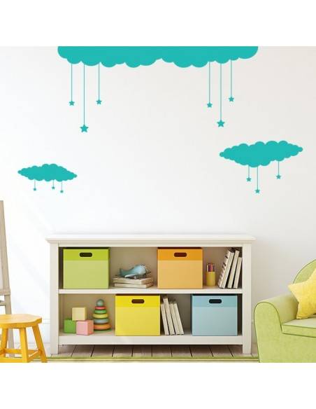 Stickers décor nuages étoiles