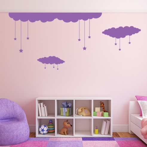Stickers décor nuages étoiles