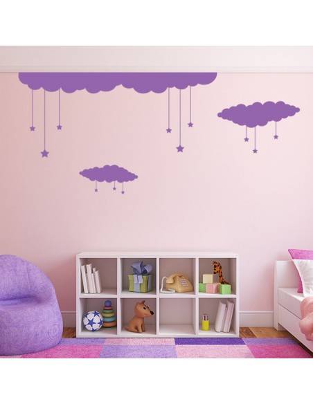 Stickers décor nuages étoiles