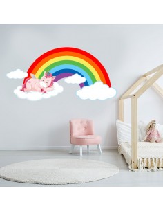 Sticker licorne nuage arc en ciel 2