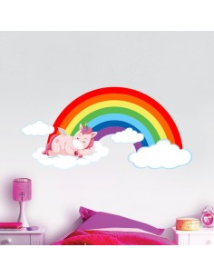 Sticker licorne nuage arc en ciel