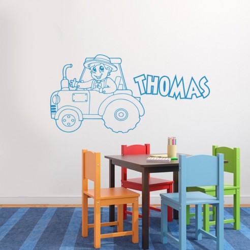 Sticker tracteur petit fermier avec prénom
