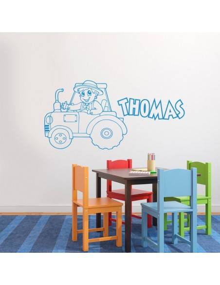 Sticker tracteur petit fermier avec prénom