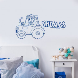 Sticker tracteur petit fermier avec prénom
