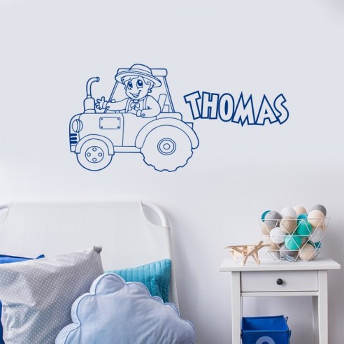 Sticker tracteur petit fermier avec prénom