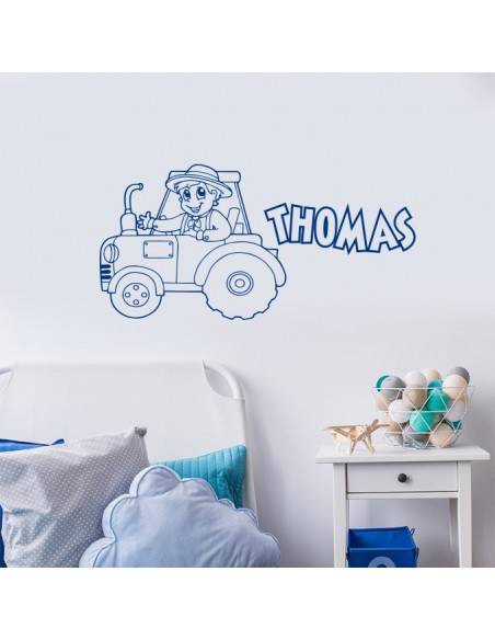 Sticker tracteur petit fermier avec prénom