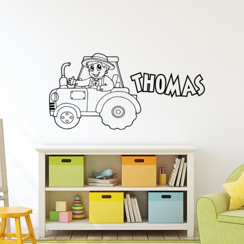 Sticker tracteur petit fermier avec prénom
