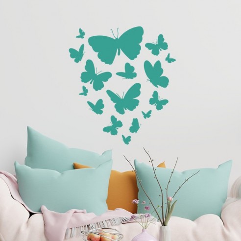 Sticker mural envolée de papillons