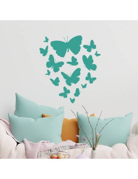 Sticker mural envolée de papillons