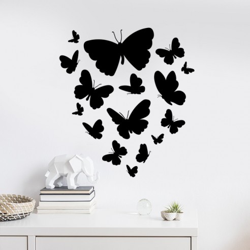 Sticker mural envolée de papillons