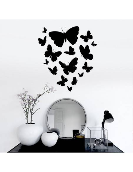 Sticker mural envolée de papillons