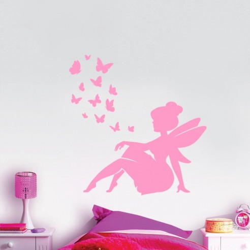 Sticker fée avec papillons