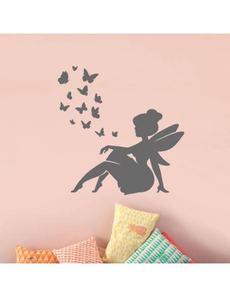 Sticker fée avec papillons