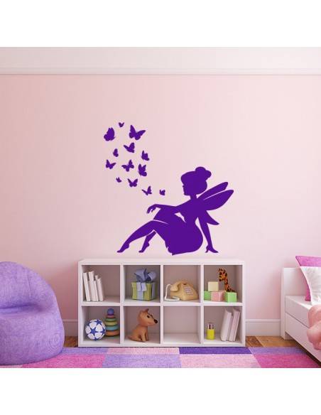 Sticker fée avec papillons