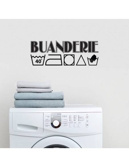 Sticker buanderie avec symboles machine à laver, lavage