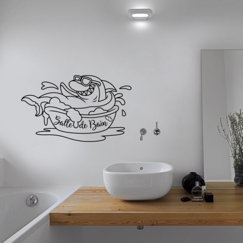 Sticker salle de bain requin