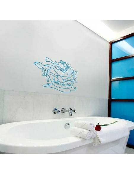 Sticker salle de bain requin