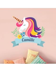Sticker licorne avec prénom 2