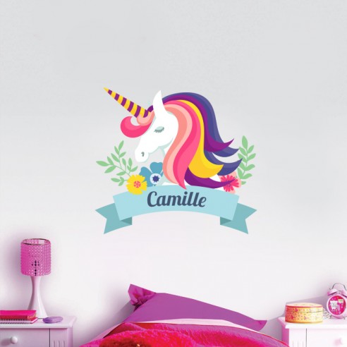 Sticker licorne avec prénom