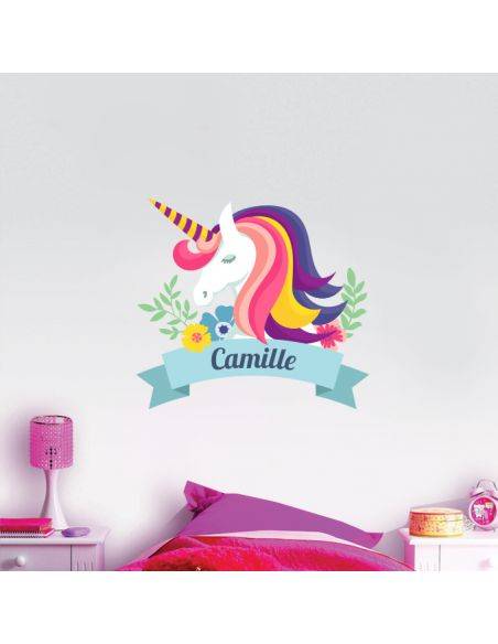 Sticker licorne avec prénom