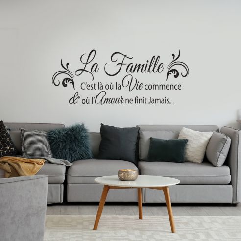 Sticker pour décoration murale citation famille amour