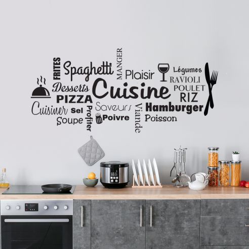 Stickers muraux cuisine. Sticker pêle-mêle mots cuisine