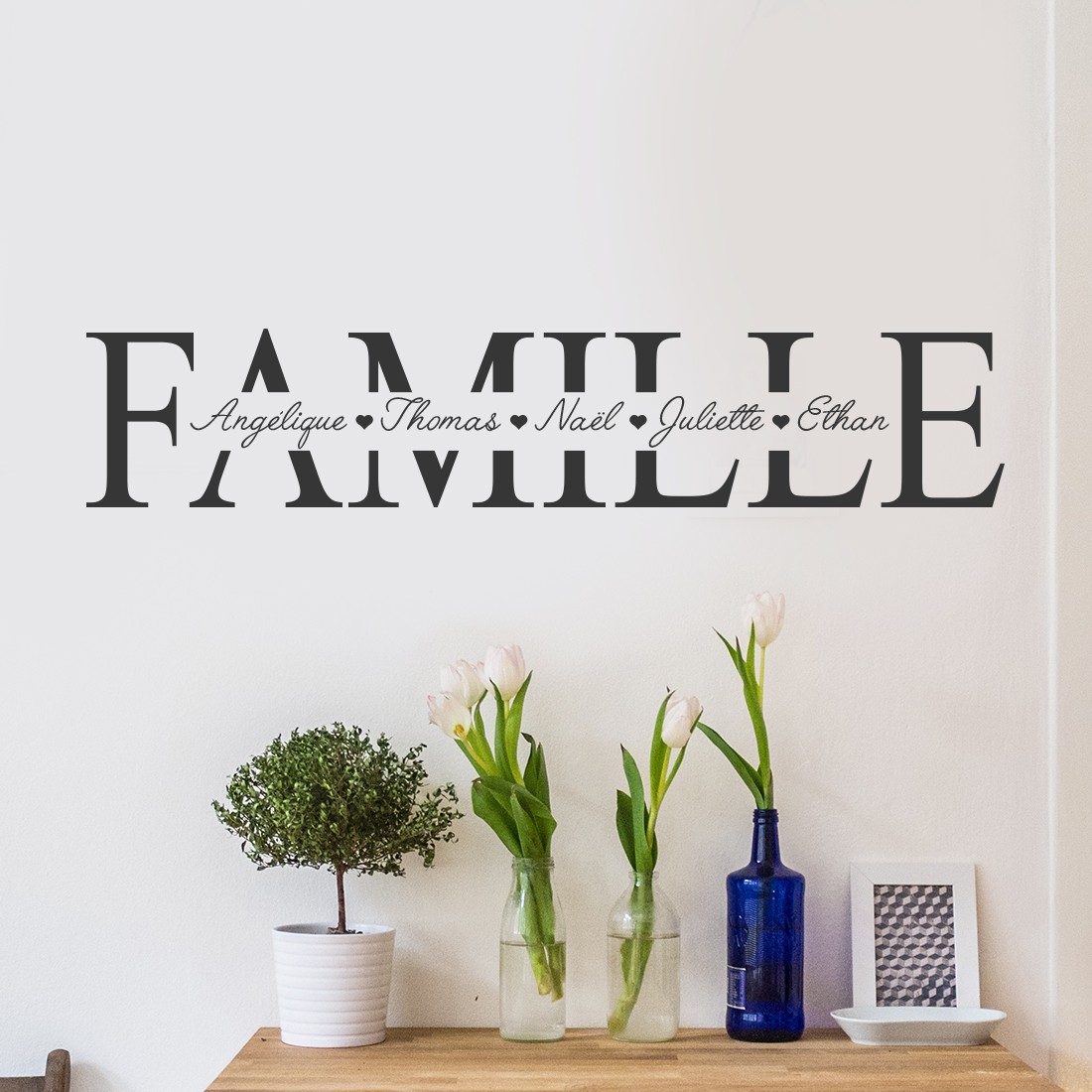 Stickers famille personnalisé avec prénoms. Stickers muraux famille