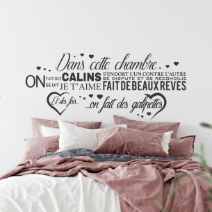 Stickers dans cette chambre on fait des câlins
