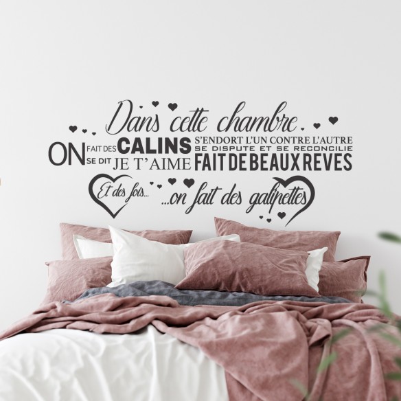 Stickers dans cette chambre on fait des câlins