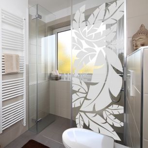 Sticker dépoli feuilles paroi de douche