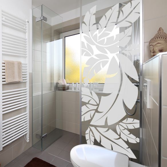 Sticker dépoli feuilles paroi de douche