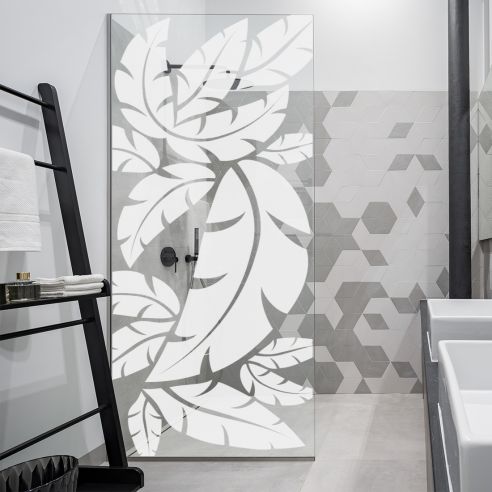 Sticker dépoli feuilles paroi de douche