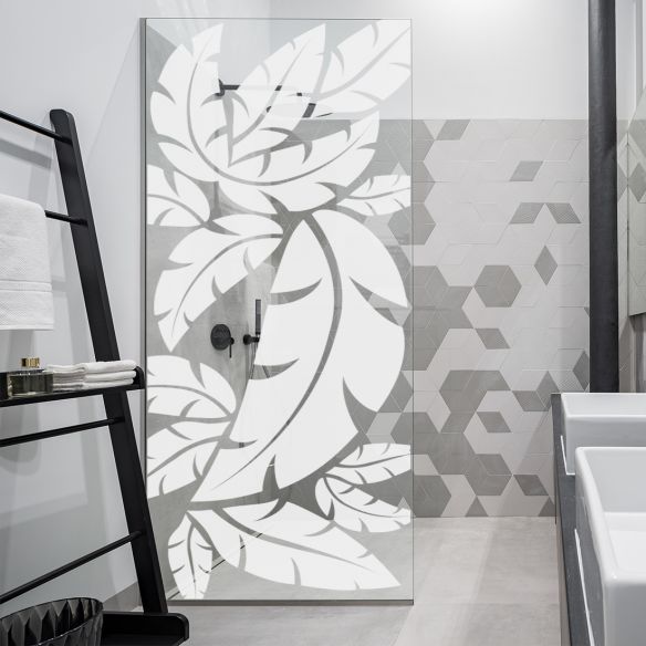 Sticker dépoli feuilles paroi de douche