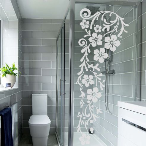 Sticker floral paroi de douche