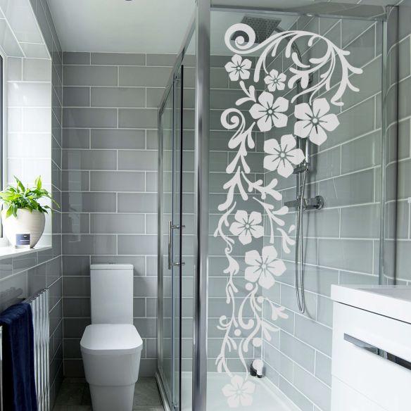 Sticker floral paroi de douche