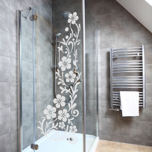 Sticker floral paroi de douche 2