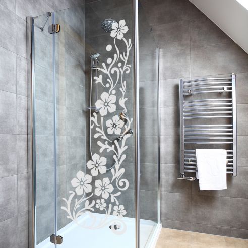 Sticker floral paroi de douche