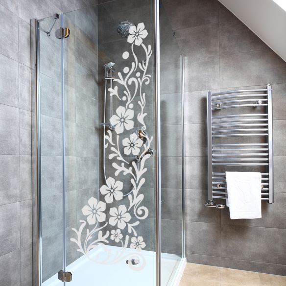 Sticker floral paroi de douche