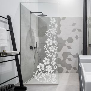 Sticker floral paroi de douche