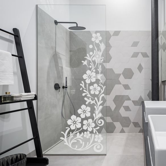 Sticker floral paroi de douche