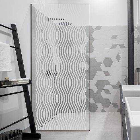 Sticker vagues dépoli paroi de douche