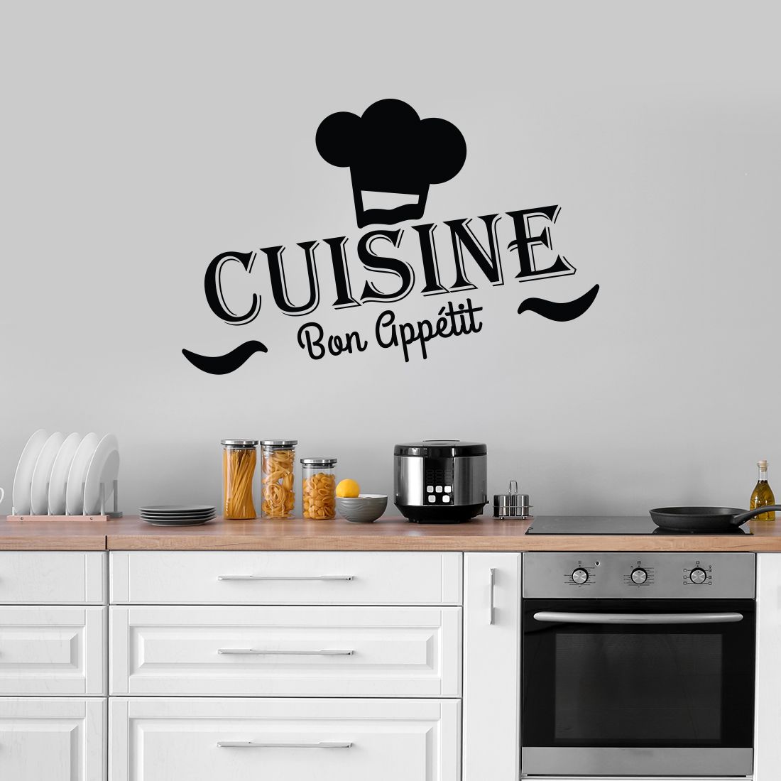 Sticker Mural Cuisine Bon appétit vin - TenStickers