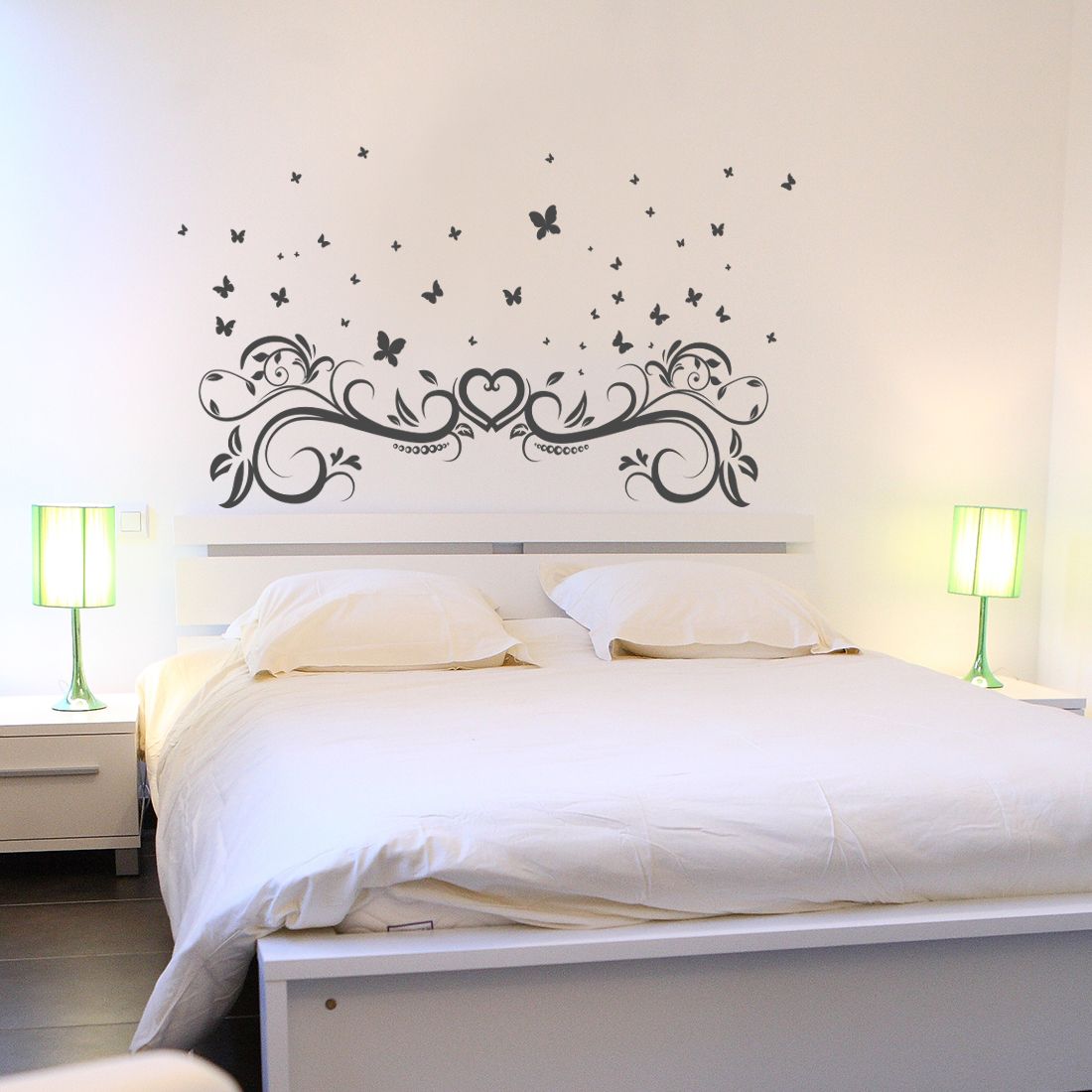 Stickers chambre à coucher : tête de lit, citation, motifs, couple