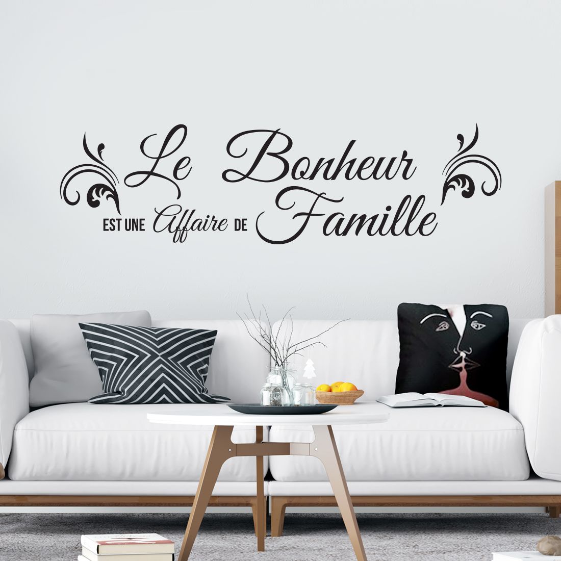 Sticker citation le bonheur est une affaire de famille.